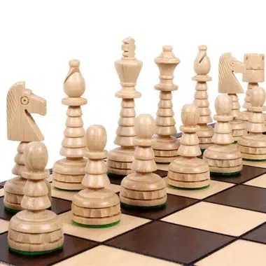 Grand Jeu d'Echecs et Echiquier Pliant en Bois avec Rangement – Image 4