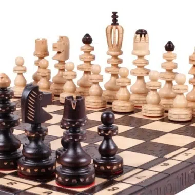 Grand Jeu d'Echecs et Echiquier Pliable en Bois avec Rangement – Image 6
