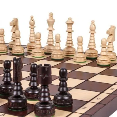 Grand Jeu d'Echecs et Echiquier Pliant en Bois avec Rangement – Image 5