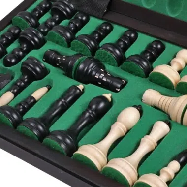Echiquier Pliable et Jeu d'Echecs en Bois avec Rangement – Image 10