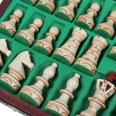 Grandes Pieces Echecs Decoratives en Bois et Echiquier Pliant avec Rangement – Image 7
