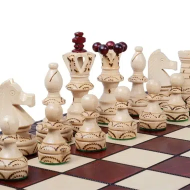 Grandes Pieces Echecs Decoratives en Bois et Echiquier Pliant avec Rangement – Image 4