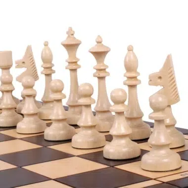 Jeu Echecs Design en Bois et Echiquier Pliable avec Rangement – Image 4