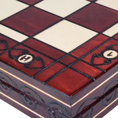 Grandes Pieces Echecs Decoratives en Bois et Echiquier Pliant avec Rangement – Image 9