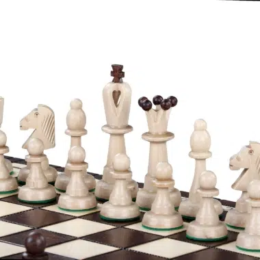 Jeu d'Echecs en Bois et Echiquier Pliable en Bois avec Rangement – Image 3