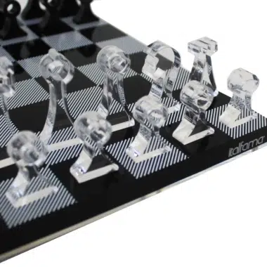 Jeu d'Echecs Design Noir et Transparent en Plexiglas avec Rangement – Image 5