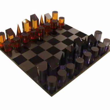 Jeu d'Echecs Cylindrique et Echiquier en Plexiglas avec Rangement