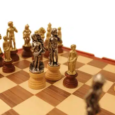 Jeu d'Echecs Florence et Echiquier en Bois de Noyer et Erable avec Rangement – Image 3