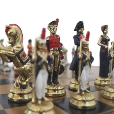 Jeu d'Échecs Napoléon Peint à la Main et Échiquier en Similicuir avec Rangement – Image 3