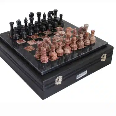 Jeu d'Echecs en Marbre Rose et Noir – Image 5