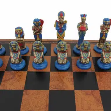 Figurines Egypte Ancienne en Metal et Echiquier en Similicuir – Image 4