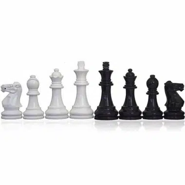 Jeu d'Echec Noir et Blanc en Bois et Echiquier Noir sur Pied avec Tiroir – Image 6