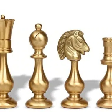 Grand Jeu d'Echec Design - Pieces Echecs en laiton et Echiquier en Bois de Bruyere et d'Erable Gris Laqué – Image 3