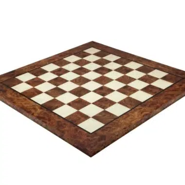 Echiquier en Bois d'Orme et de Bruyere & Jeu d'Echecs en Métal Plaqué Or et Argent – Image 7