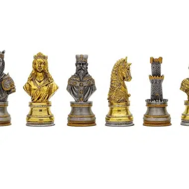 Jeu d'Echecs Medieval et Echiquier en Bois de Noyer et d'Erable avec Compartiment de Rangement – Image 5