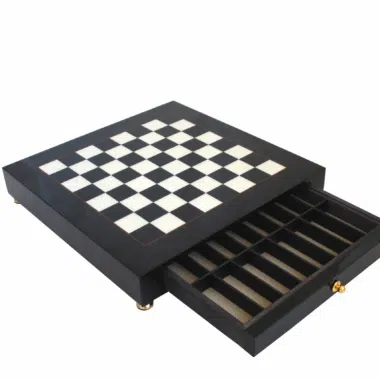 Echiquier sur Pied en Bois Noir et Blanc – Image 2