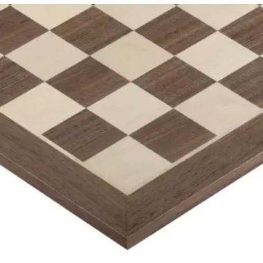Angle de l'échiquier en bois d'érable et noyer, détail des cases et de la bordure