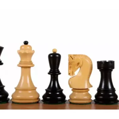Pièces d'échecs Zagreb en buis et bois ébonisé, dame, fou, cavalier et tour