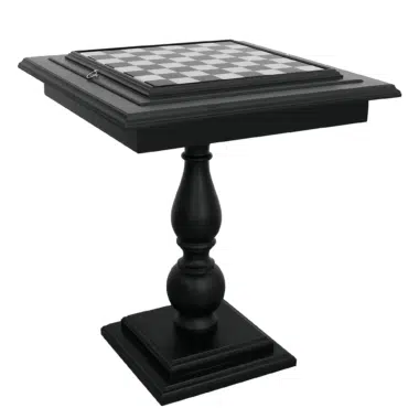 Ensemble Jeu d'Échecs en Laiton Plaqué Or et Argent et Table d'Échecs en Bois et Marbre Noir et Blanc – Image 7