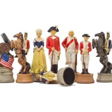 Pièces d'échecs en résine Guerre d'Indépendance, camp américain au complet