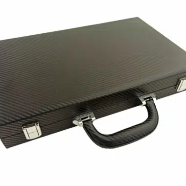 Ensemble de Backgammon Pliable en Similicuir Noir et Orange – Image 3