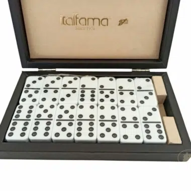 Set de Dominos Double Six et Coffret en Similicuir Noir – Image 3