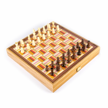 Alternative view of Jeu de Société 4-en-1 en Bois : Échecs, Backgammon, Ludo, Serpents & Échelles