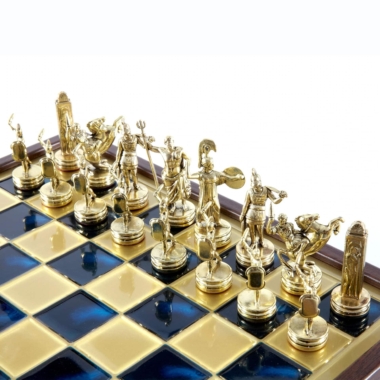 Jeu d'Échecs Mythologie Grecque en Métal Doré et Argenté – Échiquier avec Rangement Intégré – Image 3