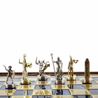 Jeu d'Échecs Mythologie Grecque en Métal Doré et Argenté – Échiquier avec Rangement Intégré – Image 4