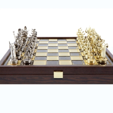 Jeu d'Échecs Mythologie Grecque en Métal Doré et Argenté – Échiquier avec Rangement Intégré – Image 9