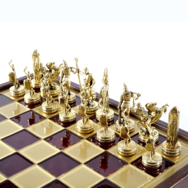 Jeu d'Échecs Mythologie Grecque en Métal Doré et Argenté – Échiquier avec Rangement Intégré – Image 25