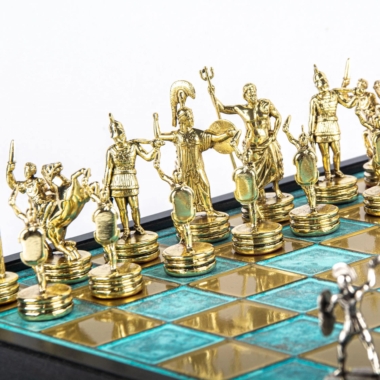 Jeu d'Échecs Mythologie Grecque en Métal Doré et Argenté – Échiquier avec Rangement Intégré – Image 21