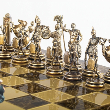 Ensemble de Jeu d'Echecs de la Mythologie Grecque – Pièces en Métal Bleu et Bronze – Image 11