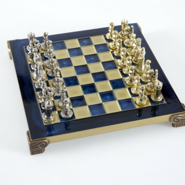 Petit Ensemble de Jeu d'Échecs Byzantin Pièces en Metal Or & Argent avec Échiquier en Metal et Coffret de Rangement – Image 40