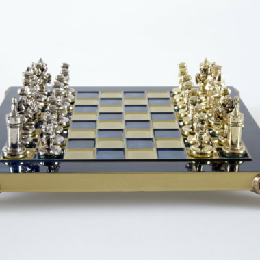 Petit Ensemble de Jeu d'Échecs Byzantin Pièces en Metal Or & Argent avec Échiquier en Metal et Coffret de Rangement – Image 43