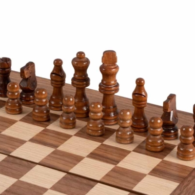 Ensemble Jeu d'Échecs, Jeu de Dame et de Backgammon en Bois de Noyer et de Chêne – Image 6