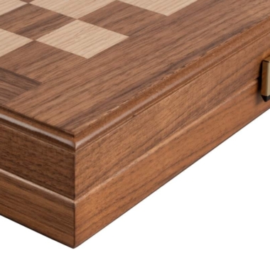 Ensemble Jeu d'Échecs, Jeu de Dame et de Backgammon en Bois de Noyer et de Chêne – Image 10