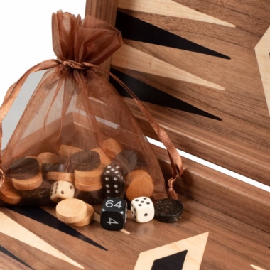 Ensemble Jeu d'Échecs, Jeu de Dame et de Backgammon en Bois de Noyer et de Chêne – Image 11