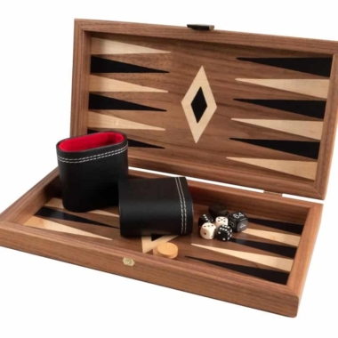 Ensemble Jeu d'Échecs, Jeu de Dame et de Backgammon en Bois de Noyer et de Chêne – Image 12