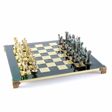 Jeu d'Echecs Greco-Romain - Pièces Vertes et Dorées avec Plateau de Jeu en Metal – Image 7