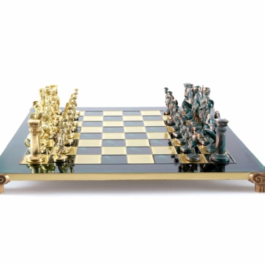 Jeu d'Echecs Greco-Romain - Pièces Vertes et Dorées avec Plateau de Jeu en Metal – Image 8
