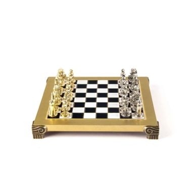 Petit Ensemble de Jeu d'Échecs Byzantin Pièces en Metal Or & Argent avec Échiquier en Metal et Coffret de Rangement – Image 7