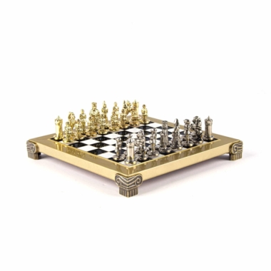 Petit Ensemble de Jeu d'Échecs Byzantin Pièces en Metal Or & Argent avec Échiquier en Metal et Coffret de Rangement – Image 8