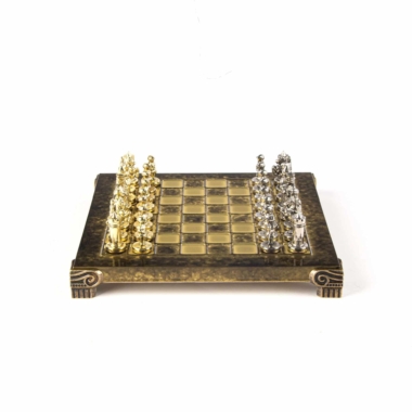 Petit Ensemble de Jeu d'Échecs Byzantin Pièces en Metal Or & Argent avec Échiquier en Metal et Coffret de Rangement – Image 23