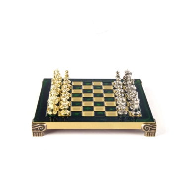 Petit Ensemble de Jeu d'Échecs Byzantin Pièces en Metal Or & Argent avec Échiquier en Metal et Coffret de Rangement – Image 20