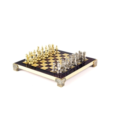 Petit Ensemble de Jeu d'Échecs Byzantin Pièces en Metal Or & Argent avec Échiquier en Metal et Coffret de Rangement – Image 13