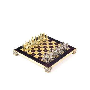 Petit Ensemble de Jeu d'Échecs Byzantin Pièces en Metal Or & Argent avec Échiquier en Metal et Coffret de Rangement – Image 12