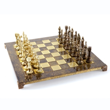 Alternative view of Jeu d'échecs Renaissance - Échiquier et Pièces d'Echecs en Metal Or et Bronze