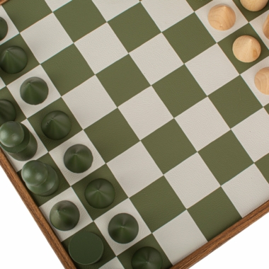 Ensemble de Jeu d'Echecs Style Bauhaus - Vert & Blanc - 40 x 40 cm – Image 5