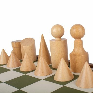 Ensemble de Jeu d'Echecs Style Bauhaus - Vert & Blanc - 40 x 40 cm – Image 3